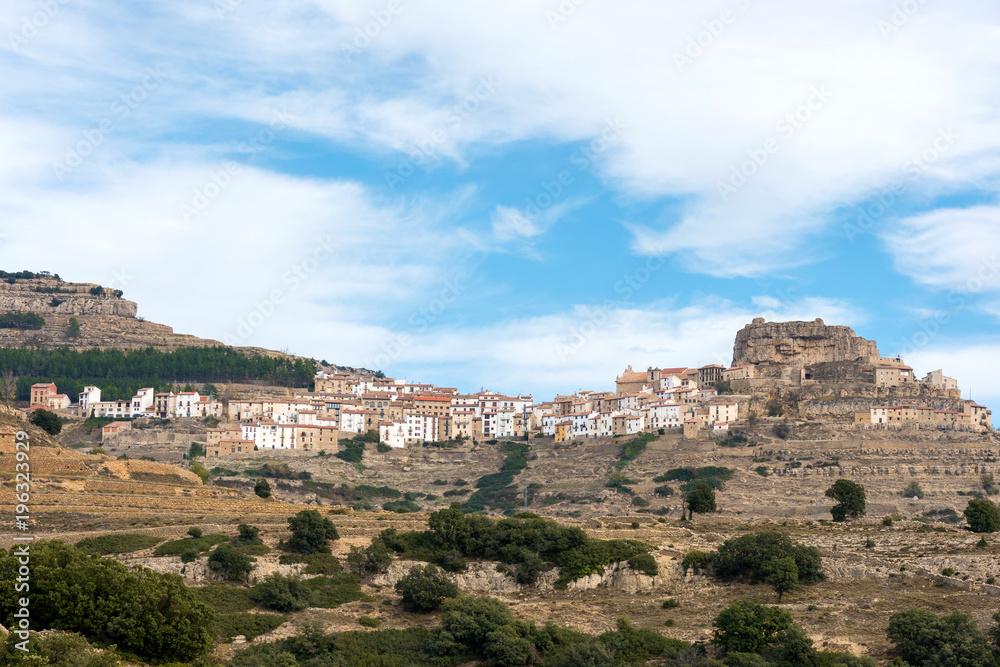 View at old town of Ares del Maestre, typical spanish architecture.