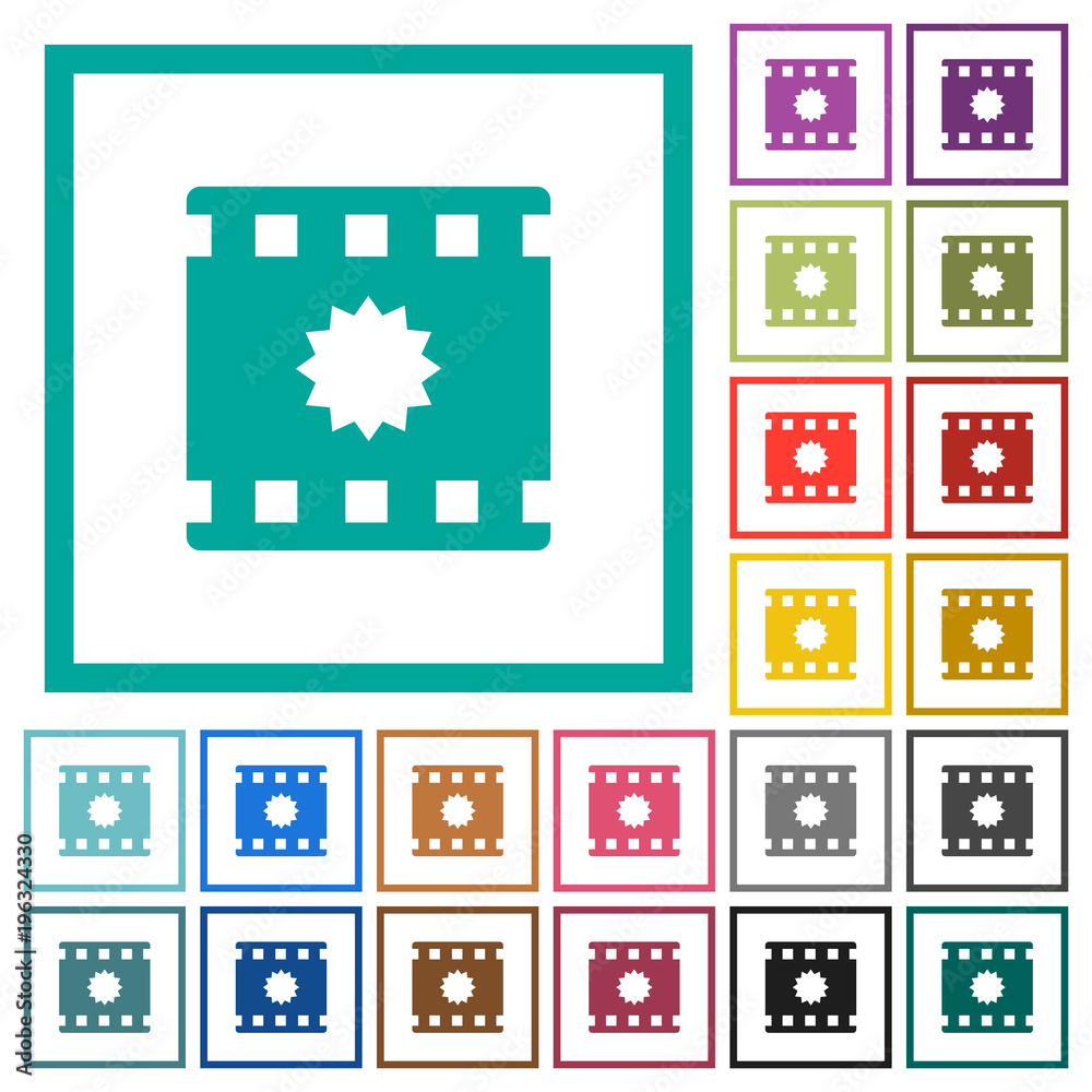 Certified movie flat color icons with quadrant frames Certified movie flat color icons with quadrant frames