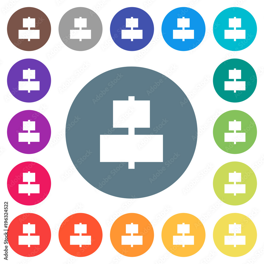 Align to center flat white icons on round color backgrounds