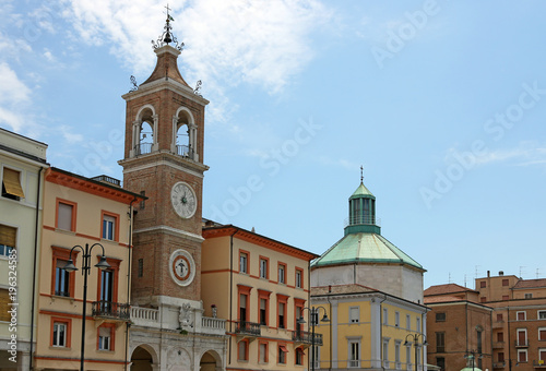 clock tower Piazza Tre Martiri square Rimini Italy