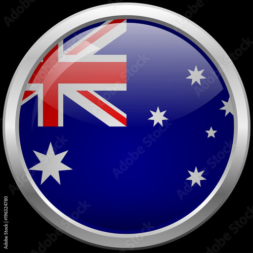 Australian flag glass button vector illustration