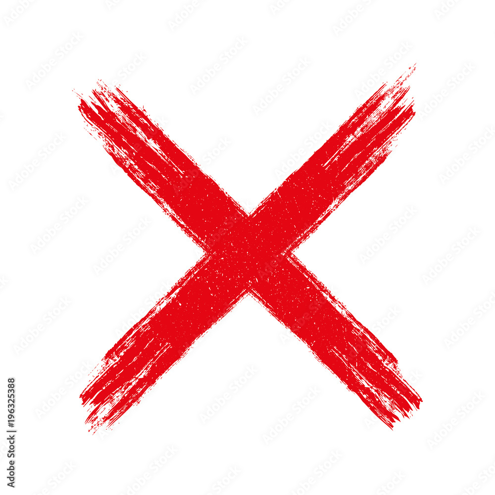 drawn red cross sign,x letter isolated on white background イラスト | Adobe Stock
