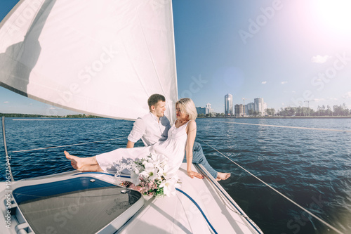 Love couple in the yacht  © velimir