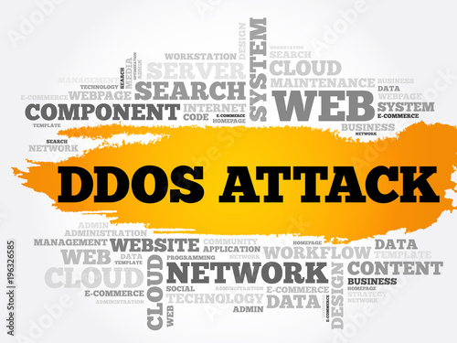 DDOS Attack word cloud collage, internet concept background