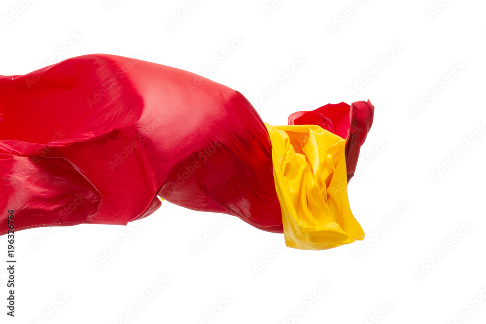 Smooth elegant transparent yellow, red, cloth separated on white background. Smooth elegant transparent yellow, red, cloth separated on white background.