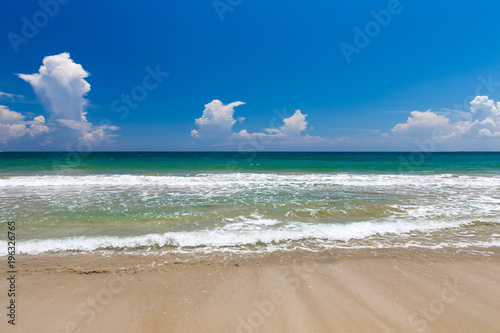 tropical beach in southern part of Sri Lanka in sunny day. © liskam