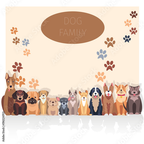 Fototapeta Naklejka Na Ścianę i Meble -  Dog Family Banner in Purebred Concept. Vector
