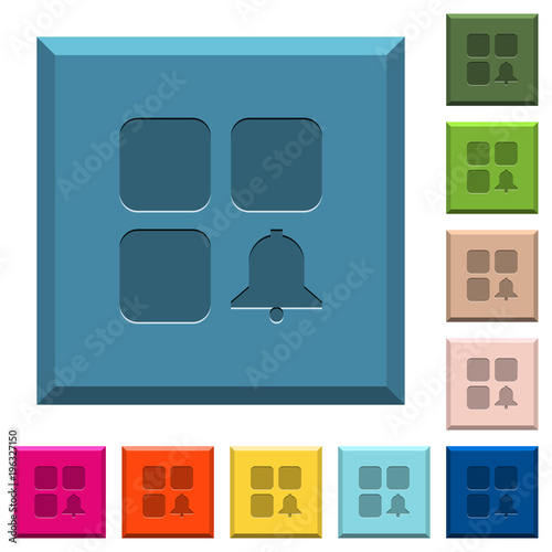 Component alert engraved icons on edged square buttons