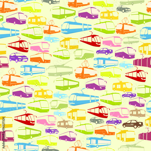Seamless vector background based on public transport 
