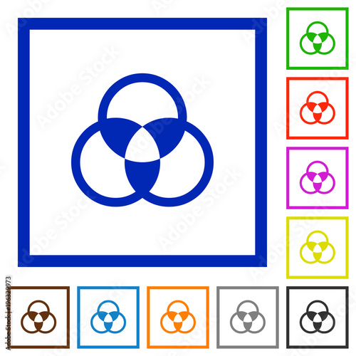 Color mixing flat framed icons