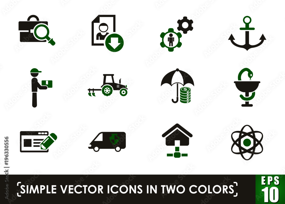 job search simple vector icons in two colors Stock Vector | Adobe Stock