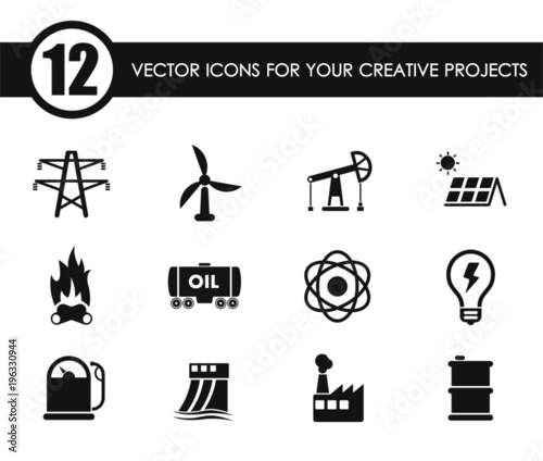 power generation vector icons for your creative ideas