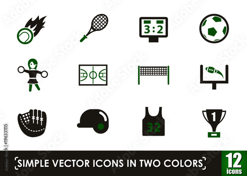 sport simple vector icons in two colors