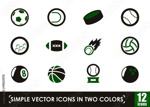 sport balls simple vector icons in two colors