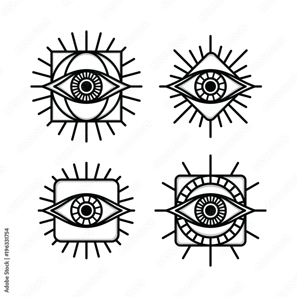 Naklejka premium one eye sign symbol logo logotype collection