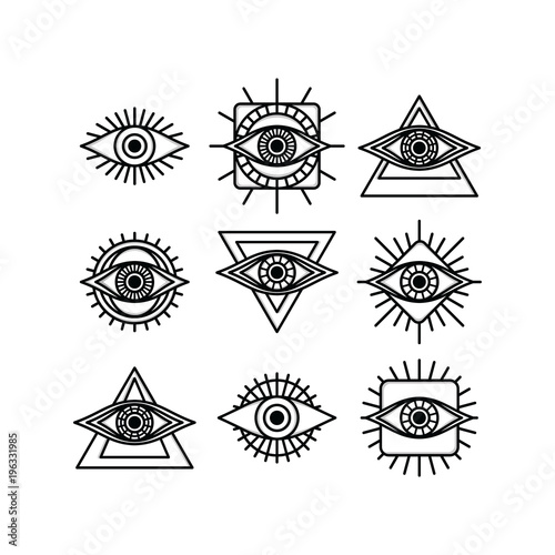 one eye sign symbol logo logotype collection