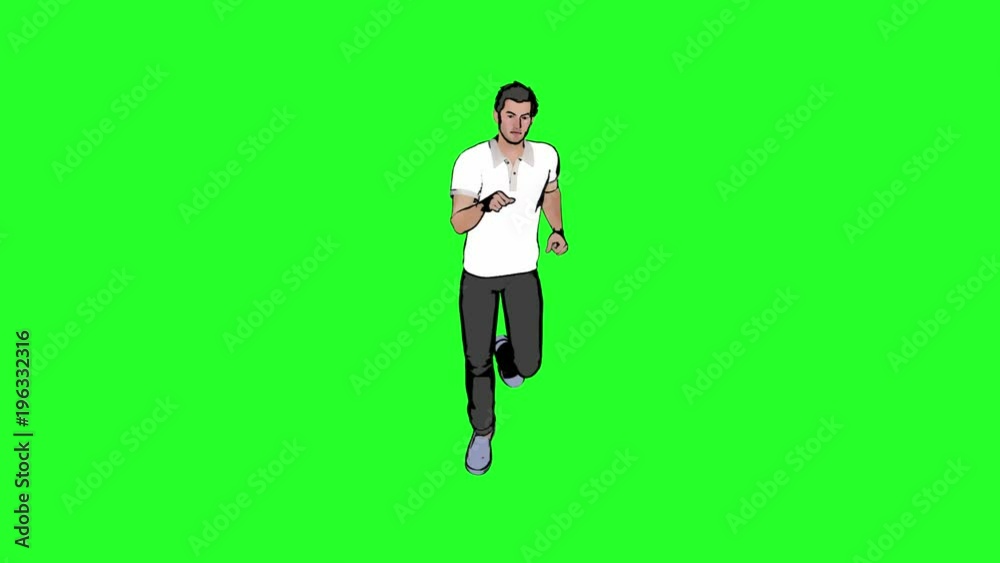 a cartoon man runs against a green background a cartoon man runs against a green background
