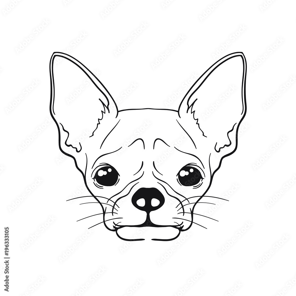 Sad face of dog. Isolated on white background. Can be used for coloring books. Sad face of dog. Isolated on white background. Can be used for coloring books.