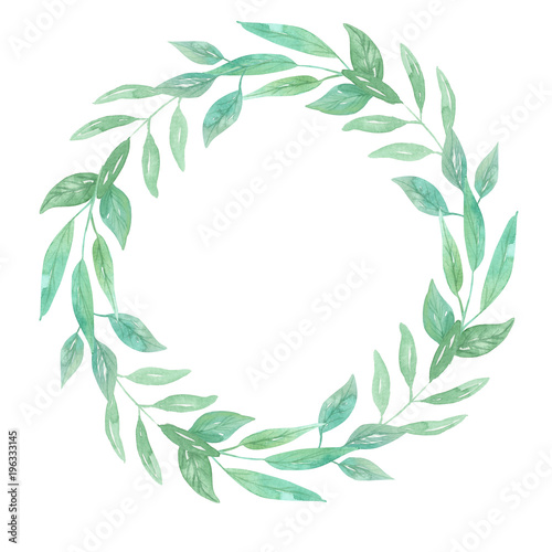 Watercolor Green Leaves Wreath Leaf Garland