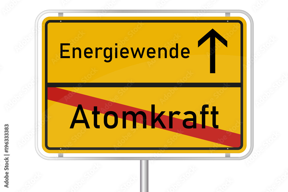 Gelbes Straßenschild - Von Atomkraft zu Energiewende Gelbes Straßenschild - Von Atomkraft zu Energiewende
