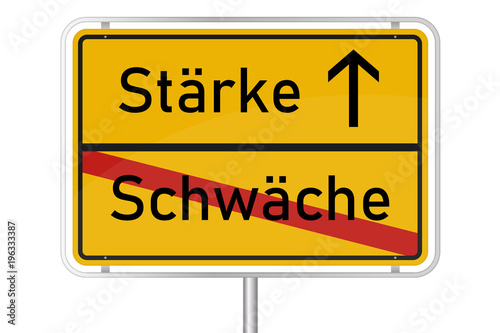 Gelbes Straßenschild - Von Schwäche zu Stärke