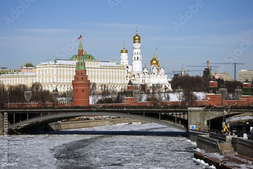 Moscow Kremlin. Color winter photo.