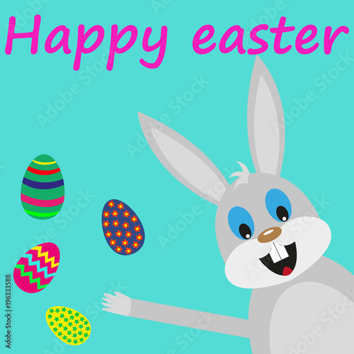 Easter bunny card with eggs 