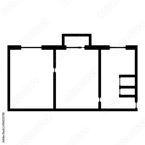 Drawing plan apartments with two rooms