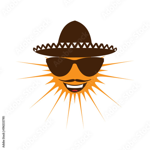 Smiling sun in a Mexican hat.