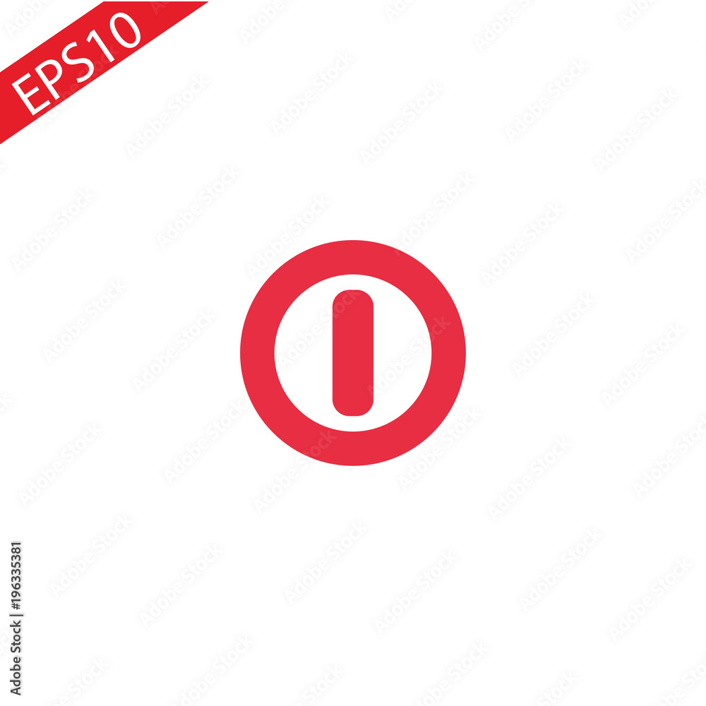 Power sign icon. Red power button. Flat design style. Made vector illustration . Power sign icon. Red power button. Flat design style. Made vector illustration .