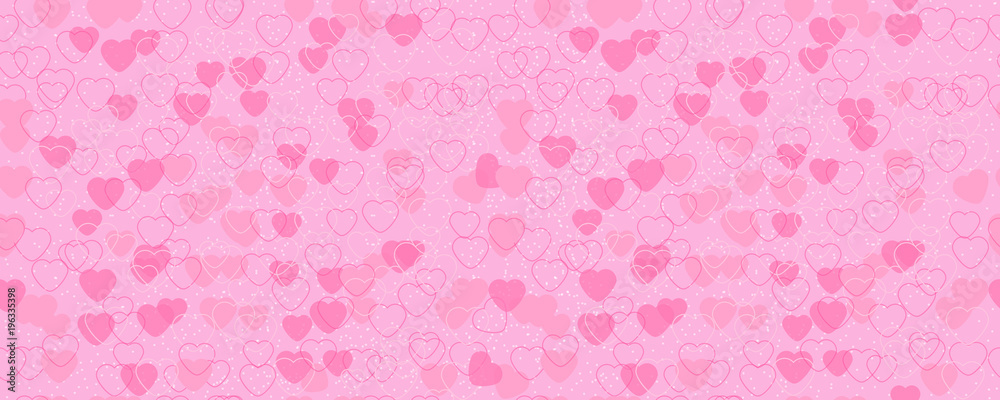 The pattern of red and pink hearts. Horizontally and vertically seamless background. Isolated.