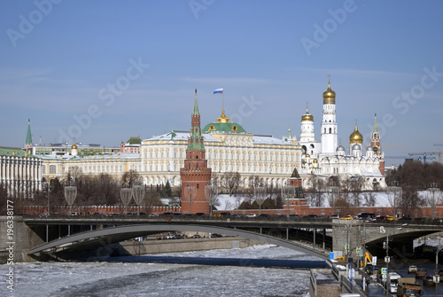 Moscow Kremlin. Color winter photo.