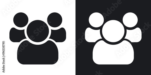 Vector users group icon. Two-tone version on black and white background photo