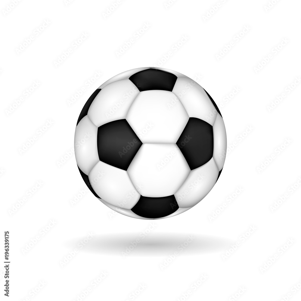 Football soccer ball,vector illustration concept.Realistic sports equipment element on white background Football soccer ball,vector illustration concept.Realistic sports equipment element on white background