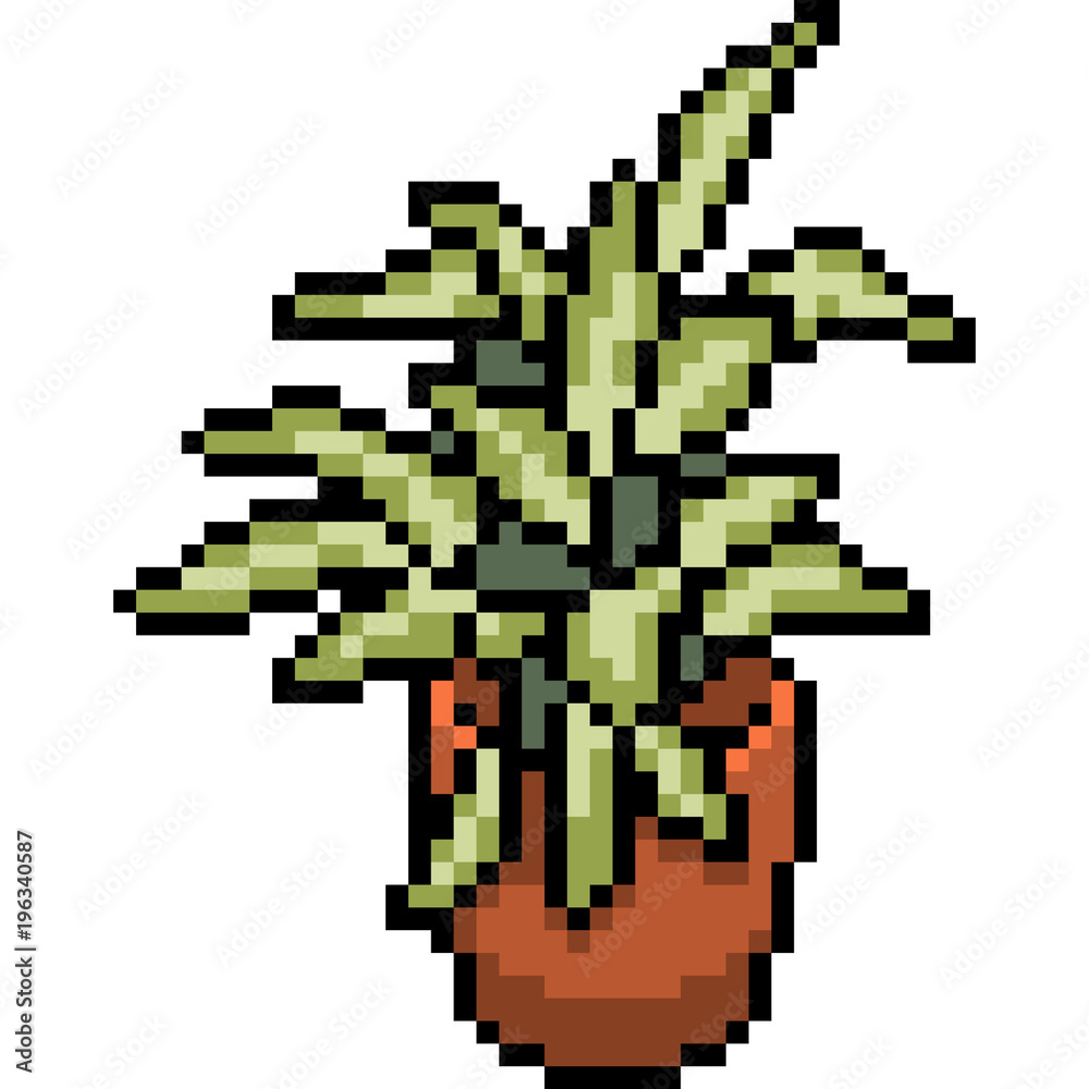 vector pixel art plant pot