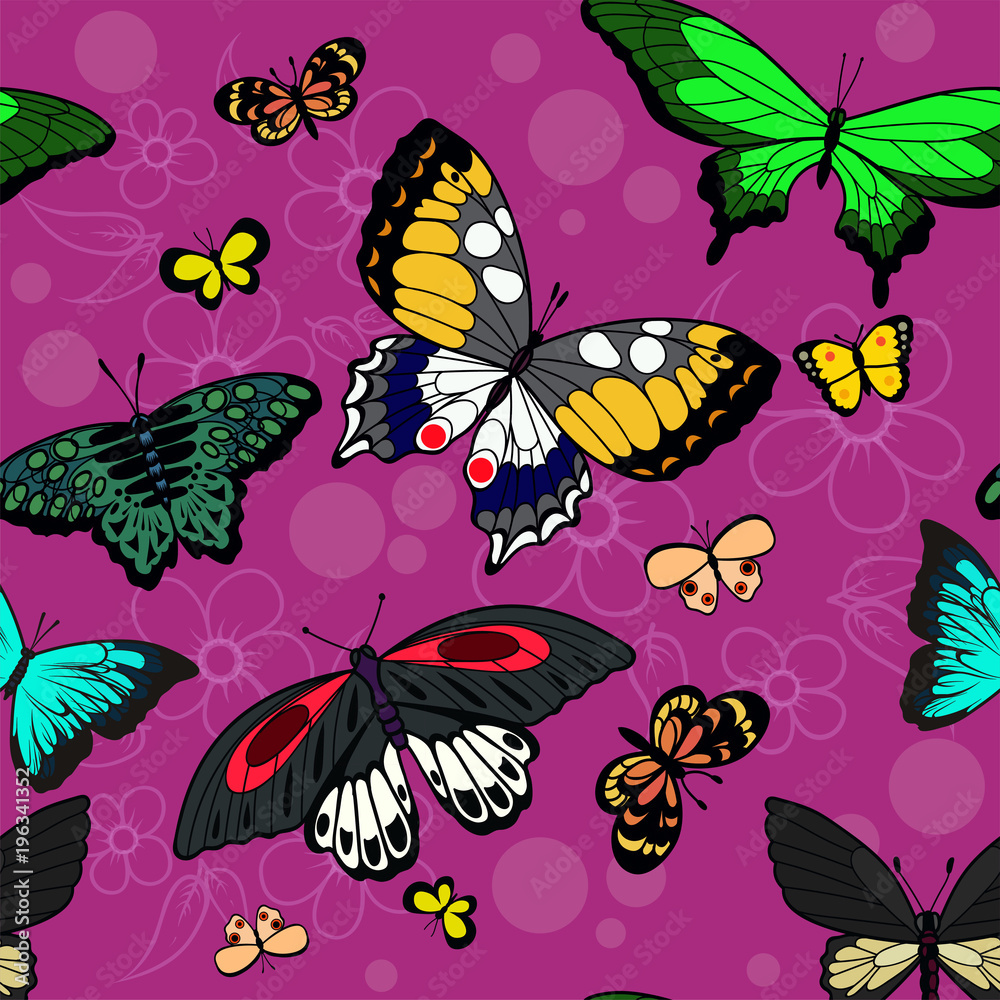 Seamless pattern with butterflies. Vector illustration. Seamless pattern with butterflies. Vector illustration.