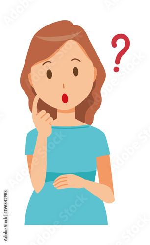 A pregnant woman wearing green clothes is thinking