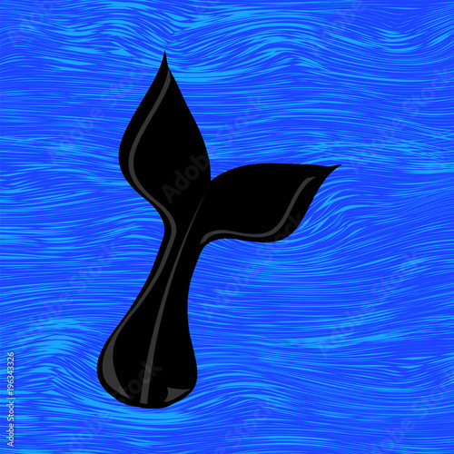 Black Tile of Sea Whale on Blue Background