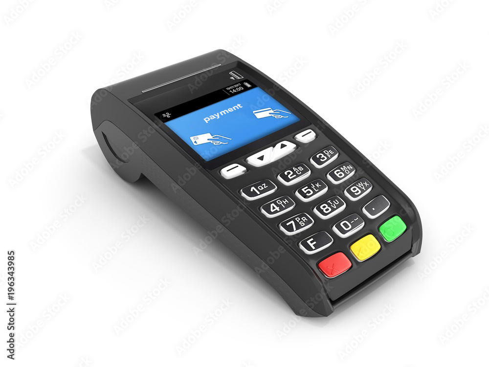 card payment terminal POS terminal isolated on white background 3d render card payment terminal POS terminal isolated on white background 3d render