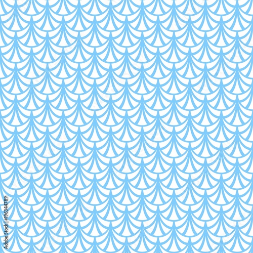 Marine seamless pattern. Blue wavy background. Retro style