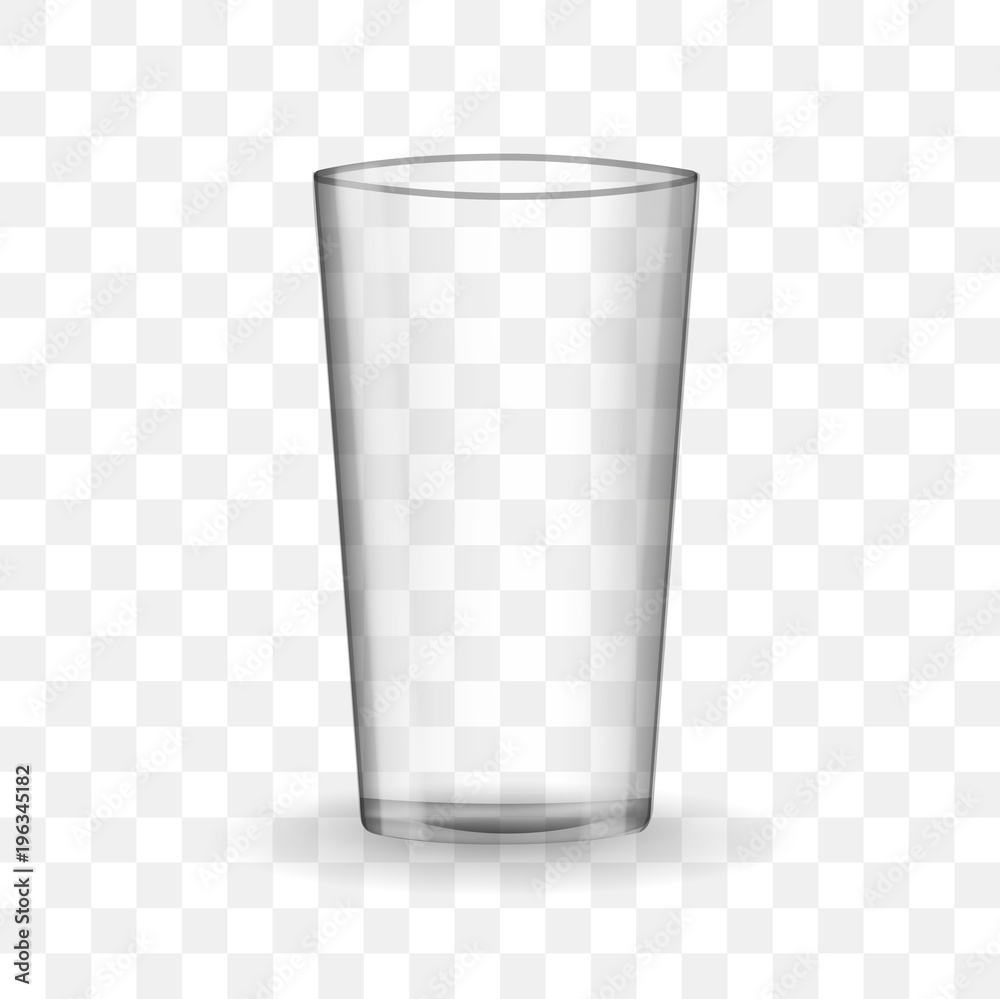 Empty drinking glass cup. Transparent glass on checkerboard background.  Stock Vector | Adobe Stock