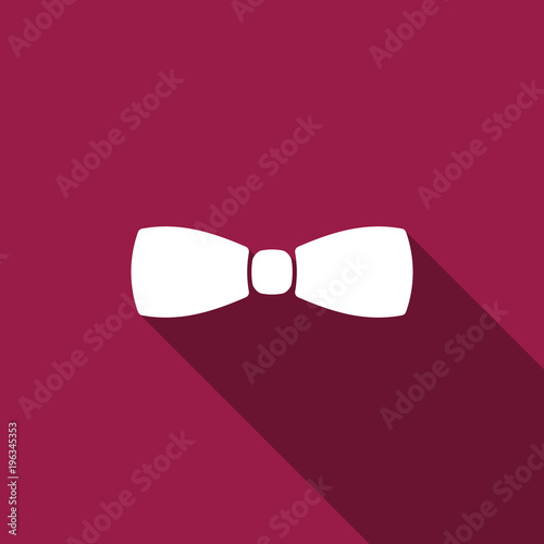 Bow tie icon isolated with long shadow. Flat design. Vector Illustration