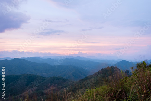 Fototapeta Naklejka Na Ścianę i Meble -  evening time view at Gunung Silipat summit 607 msl, Betong, thailand