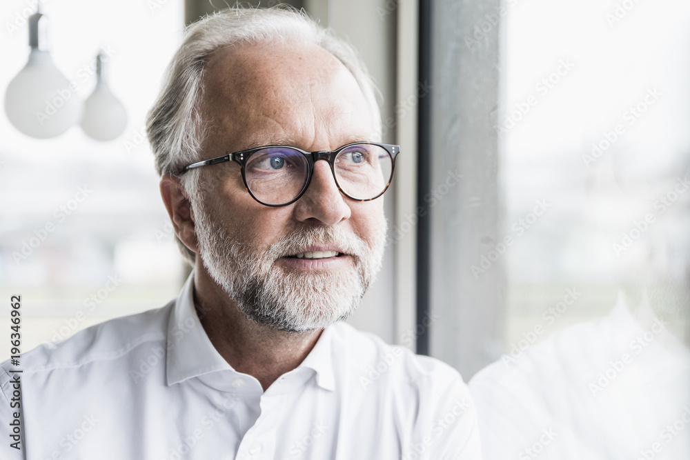 Portrait of mature businessman looking out of window Portrait of mature businessman looking out of window