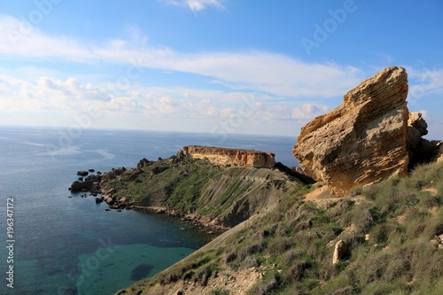 Landscape of Gnejna Bay in Malta