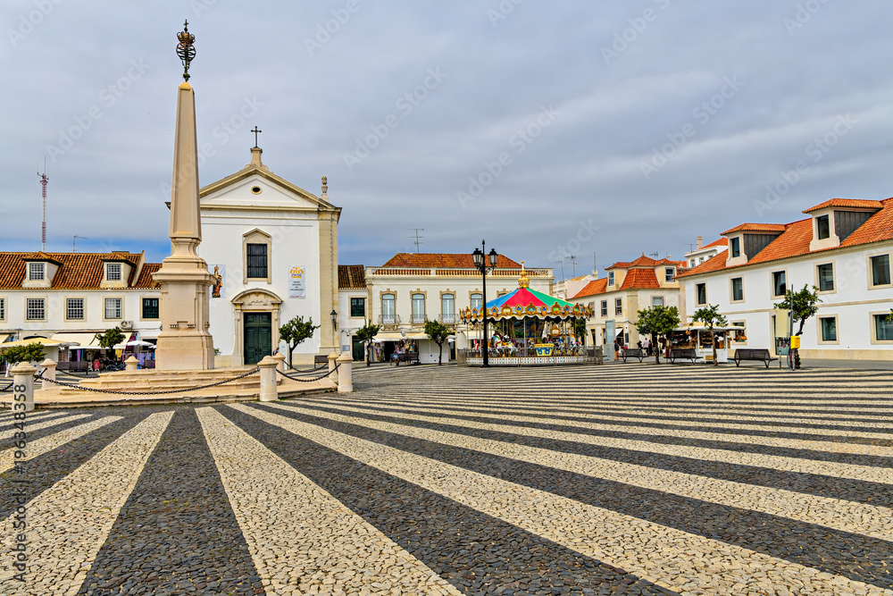 Marques de Pombal square in picturesque Vila Real de Santo Antonio, southern Portugal.