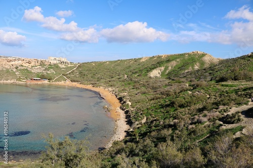 Coastline of Ghajn Tuffieha Bay and Gnejna Bay in Malta 