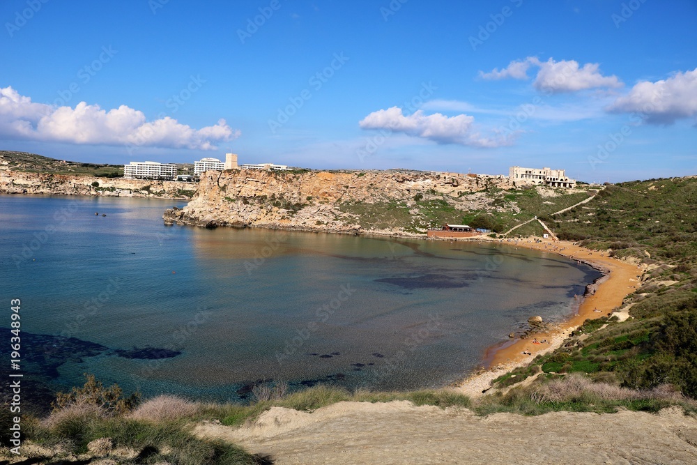 The Ghajn Tuffieha Bay in Malta