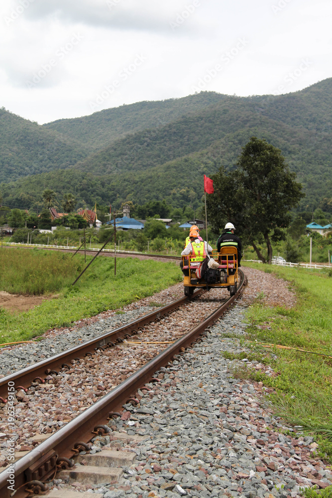 Obraz premium Railroad tracks at Mae Tha, Lamphun, Northern Thailand.