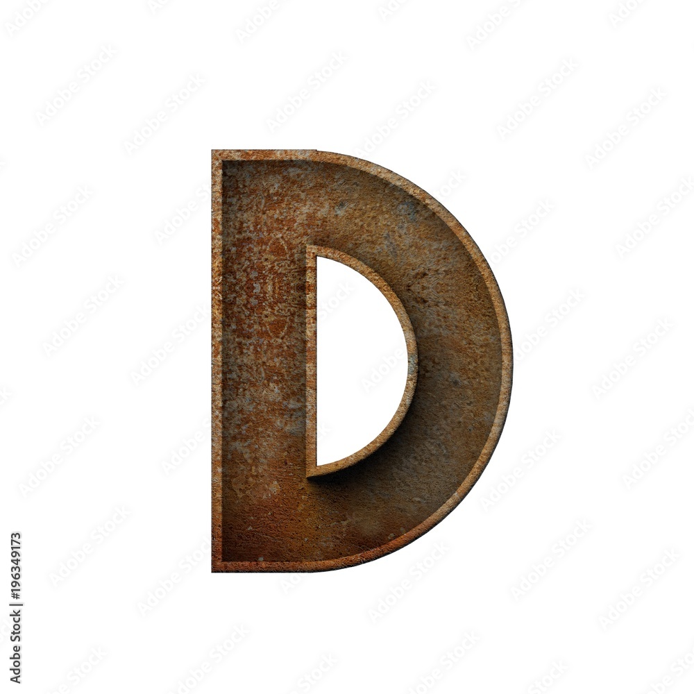 Letter D grunge rusted font. 3D Rendering Letter D grunge rusted font. 3D Rendering